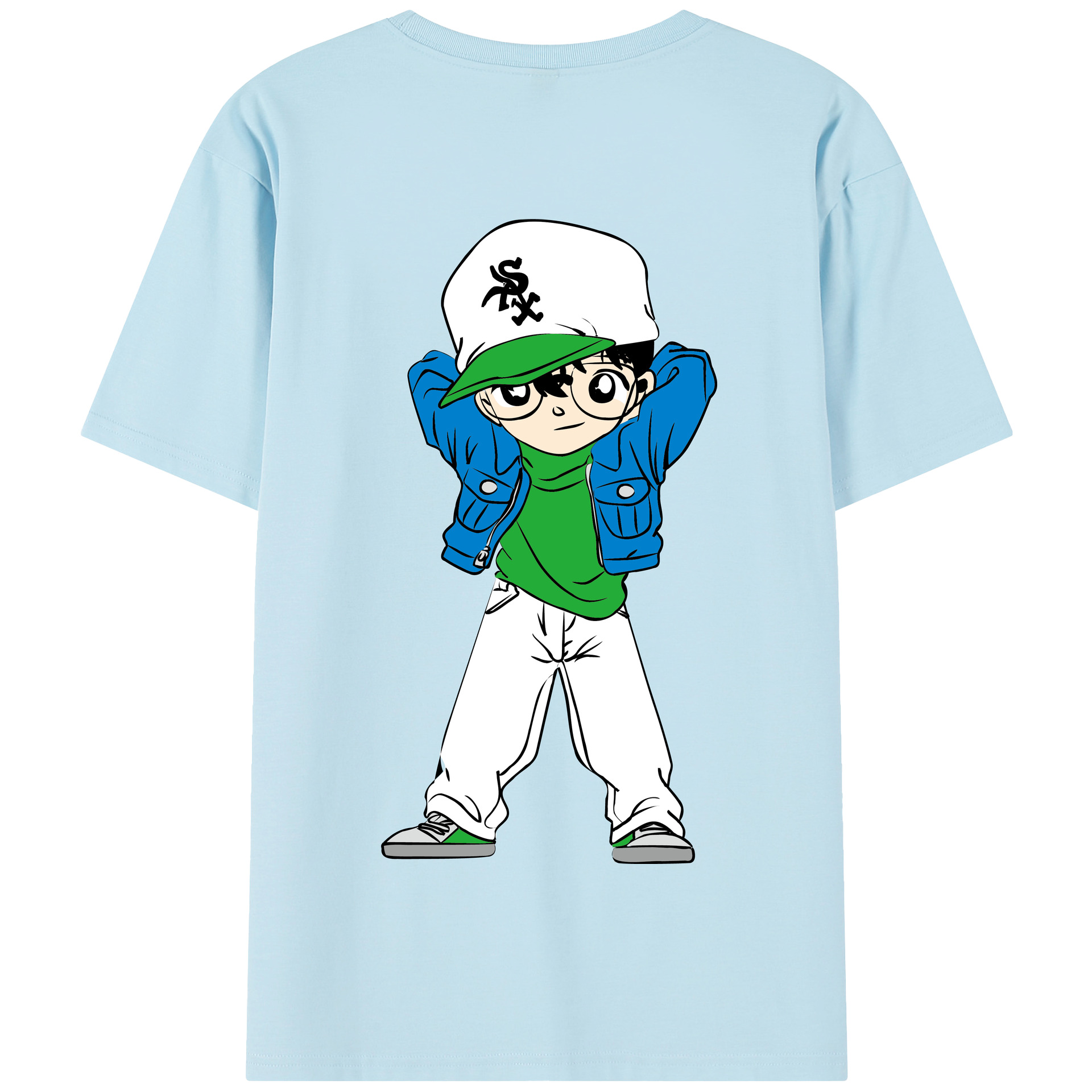 （画像用） 名探偵コナン 江戸川 コナン Detective Conan Conan Edogawa 綿100％半袖Tシャツ（背面プリント）